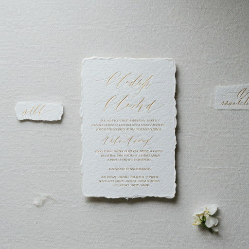 Exquisite wedding stationery on textured linen